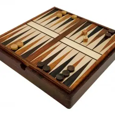 Magnetisk rejseskakspil med opbevaringsrum i træ, skak/backgammon og dam - Billede 8