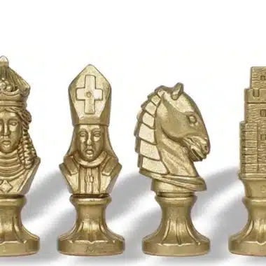Medieval III Sæt Skakbræt i Kunstlæder & Skakspil i Metal - Billede 6