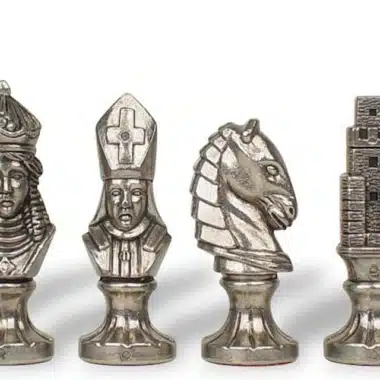 Medieval III Sæt Skakbræt i Kunstlæder & Skakspil i Metal - Billede 7