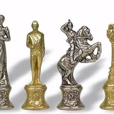 Pièces Napoléon en métal doré et argenté, reine, cavalier et tour
