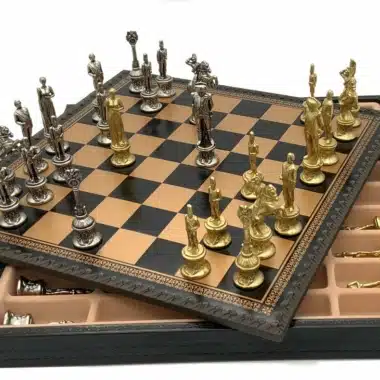Alternative view of Napoleon Sæt Skakbræt i Kunstlæder & Skakspil i Massivt Metal