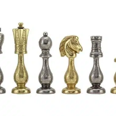 Alternative view of Arabic Style sæt – Skakbræt i ahorntræ og skakspil i forgyldt og forsølvet metal