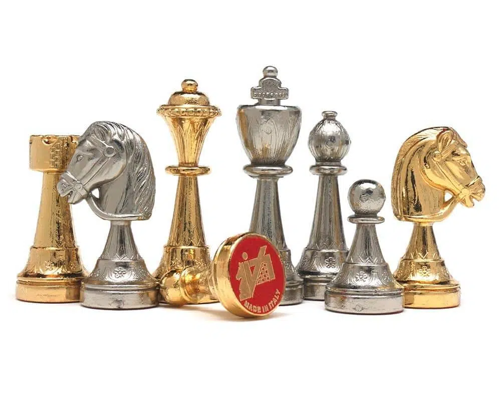 Classic Flower 1 sæt - Skakbræt og Skakspil i Metal med Guld- og Sølvbelægning - Billede 5