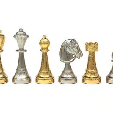 Sæt Classic Flower 4 Skakbræt i Ahorn- og Lyngtræ og Skakspil i Guld- og Sølvbelagt Metal - Billede 6