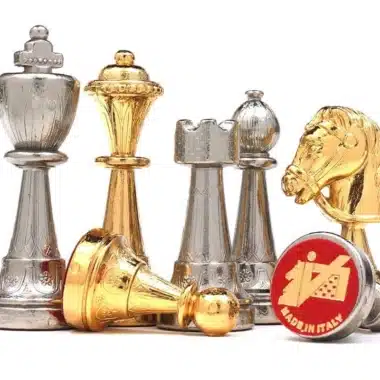Sæt Classic Flower 4 Skakbræt i Ahorn- og Lyngtræ og Skakspil i Guld- og Sølvbelagt Metal - Billede 5