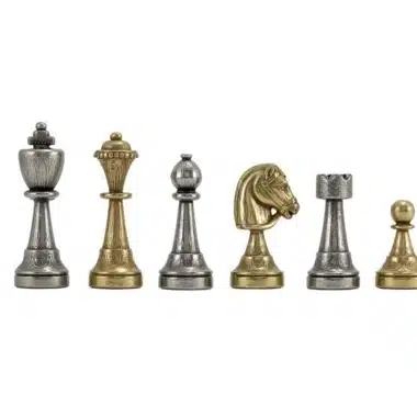 Jeu d'échecs Staunton Mix VI, série complète des pièces en métal alignées