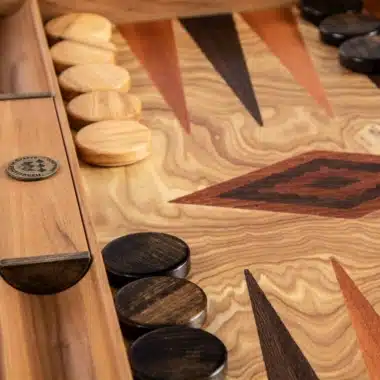 Backgammon i oliventræ med sidestøtter - Billede 3