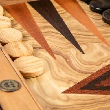 Backgammon i oliventræ med sidestøtter - Billede 4