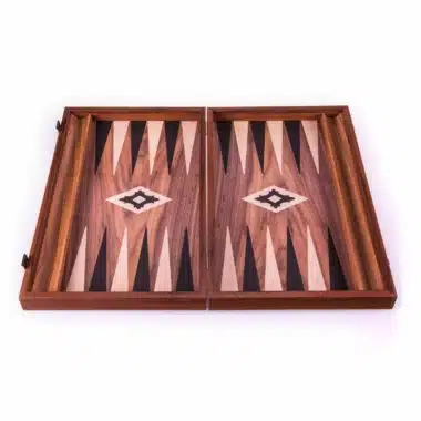 Backgammon i Træeffekt Valnød med Sidestøtter