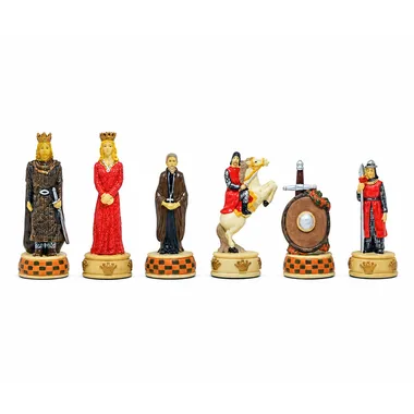Skakbrikker i harpiks England mod Skotland, seks detaljerede malede figurer