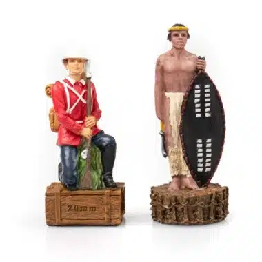 Sæt Anglo-Zulu Krig II Skakbræt i Kunstlæder med Opbevaring og Skakspil i Resin Håndmalet - Billede 10