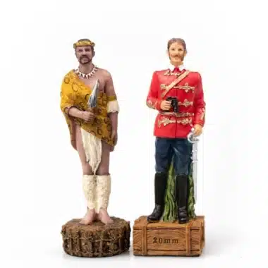 Sæt Anglo-Zulu Krig II Skakbræt i Kunstlæder med Opbevaring og Skakspil i Resin Håndmalet - Billede 8