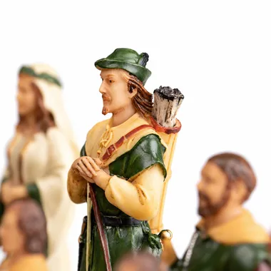 Robin Hood-brik i håndmalet resin, nærbillede af figuren