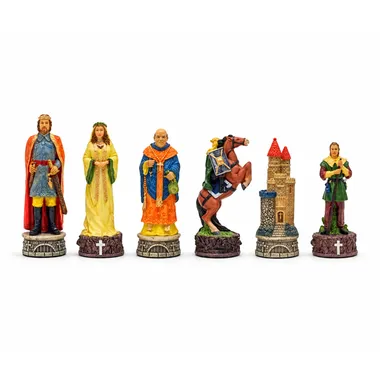 Robin Hood skakbrikker, samlet visning af de seks malede figurer