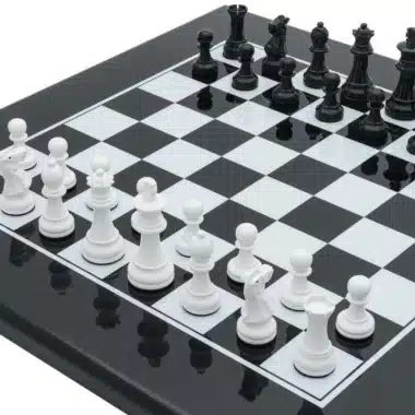 Komplet Skakspil Sort og Hvid Moderne i Træ - Billede 3