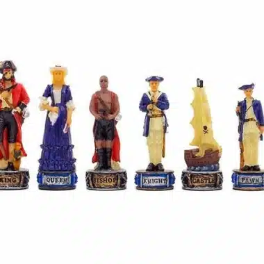 Ensemble "Pirates" Echiquier en Similicuir et Jeu d'Echecs en Résine