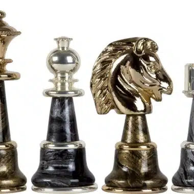 Skakspil i Massivt Træ og Messing med Guld- og Sølvbelægning Staunton Fantasy XL
