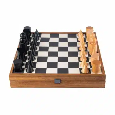 Alternative view of Bauhaus Skakspil Sort og Hvid i Træ og Kunstlæder med Opbevaring