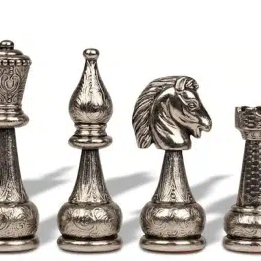 Flowered skakspil – skakbræt – backgammon og dam i kunstlæder med opbevaring & skakbrikker i metal - Billede 7