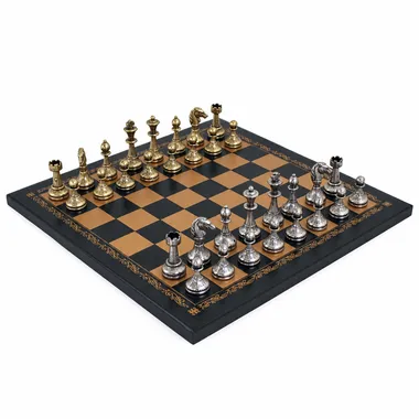 Skakspil Cute Flowered - Skakbræt i Kunstlæder & Brikker i Metal