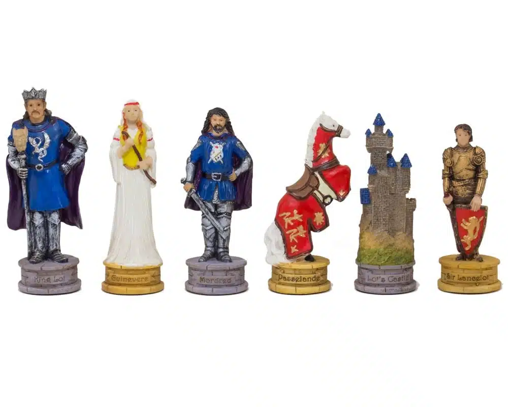 Skakspil med Kong Arthur-figurer og Skakbræt i Kunstlæder med Opbevaring - Billede 7