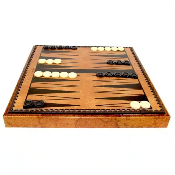 Napoleon Skakspil - Skakbræt, Dam og Backgammon i Kunstlæder med Opbevaringsrum & Skakbrikker i Metal og Træ - Billede 10