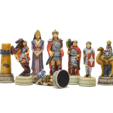 Alternative view of Skakspil Arabisk-Byzantinske Krige i Resin med Skakbræt i Kunstlæder Guld og Blå