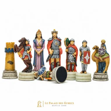 Skakbrikker Arabisk-Byzantinske Krige i resin detaljeret, konge, dronning og springer