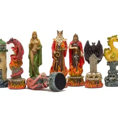 Alternative view of Skakspil Fantasy Vand vs Ild i Resin og Skakbræt i Kunstlæder Brun og Sort