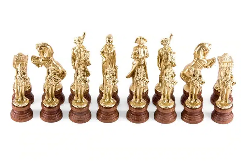 Napoleon Skakspil - Skakbræt, Dam og Backgammon i Kunstlæder med Opbevaringsrum & Skakbrikker i Metal og Træ - Billede 4