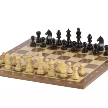 Ensemble Pieces d'Echecs en Bois de Buis et Echiquier Alphanumérique