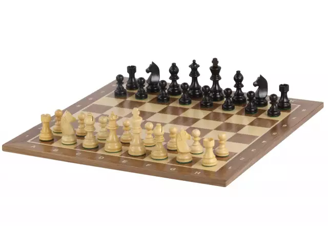 Ensemble Pieces d'Echecs en Bois de Buis et Echiquier Alphanumérique