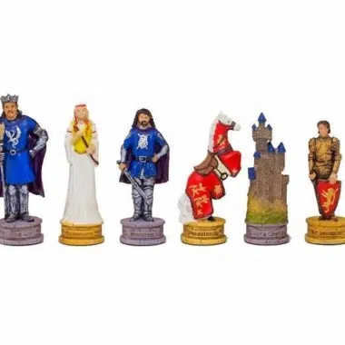 Kong Arthur Skakspil i Resin med Skakbræt i Kunstlæder - Billede 3