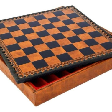 Komplet Skakspil med Temaet Trojanske Krig - Håndmalede Brikker og Skakbræt i Kunstlæder 48x48cm - Billede 14