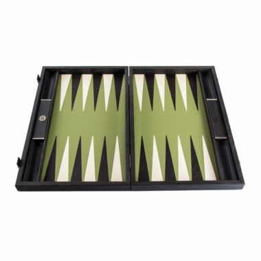 Backgammon i Økologisk Kunstlæder Olivengrøn – Luksussæt 48 x 30 cm - Billede 5