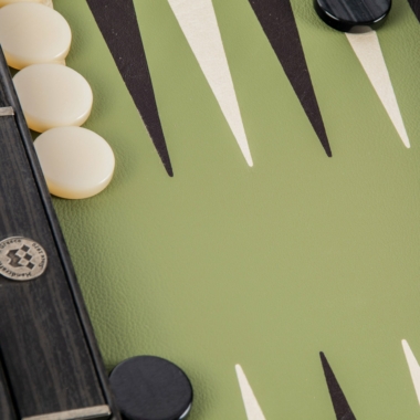 Backgammon i Økologisk Kunstlæder Olivengrøn – Luksussæt 48 x 30 cm - Billede 3