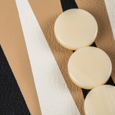 Backgammon-sæt i Kunstlæder Mokkabrun - 48 x 30 cm - Billede 5