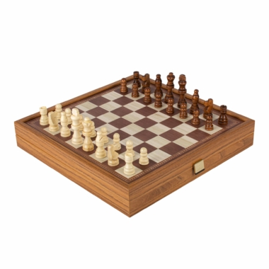 Alternative view of Brætspil 4-i-1 i Træ - Skakspil, Backgammon, Ludo og Stigespil med Opbevaring