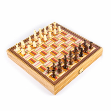 Alternative view of 4-i-1 brætspil i træ: skak, backgammon, ludo og slanger og stiger