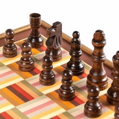 4-i-1 brætspil i træ: skak, backgammon, ludo og slanger og stiger - Billede 4