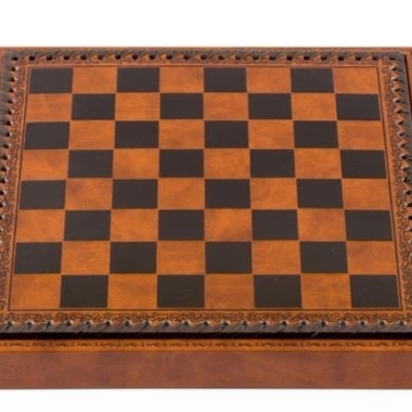 Komplet Skakspil med Temaet Trojanske Krig - Håndmalede Brikker og Skakbræt i Kunstlæder 48x48cm - Billede 7
