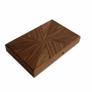 Backgammon Magnétique en Bois de Noyer Bruyère – Coffret Pliable avec Pions Magnétiques