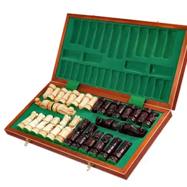 Jeu d’Echecs du Château II Grand Échiquier en Bois Pliable avec Rangement