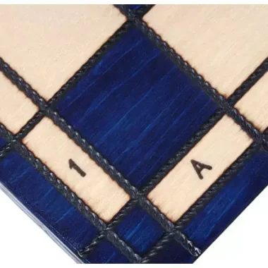 Jeu d'Echecs Pliable en Bois Bleu et Ivoire avec Rangement 34 x 34 cm