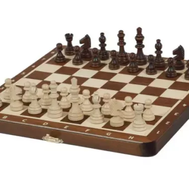 Jeu d’Echecs Magnétique de Voyage 28x28 cm – Marqueté et Pliable avec Pièces Aimantées