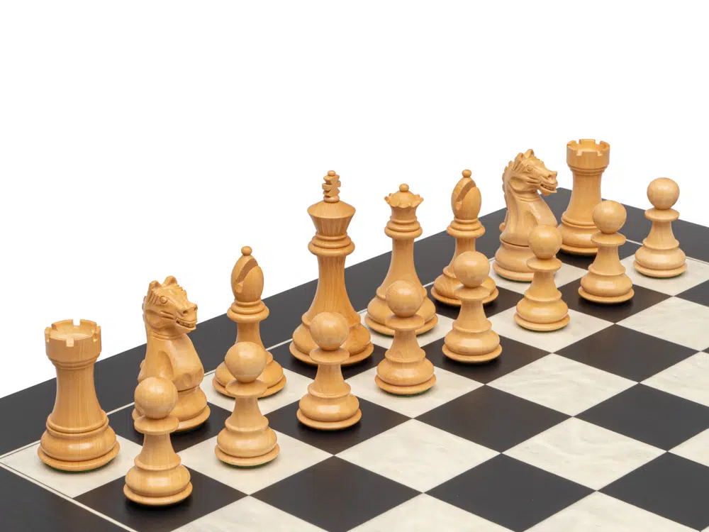 Ensemble de Jeu d Echecs Noir et Blanc : Pieces Echecs en Bois de Buis Ebonise et Echiquier en Bois d'Erable