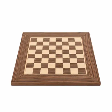 Skakbræt i oliventræ og wenge set ovenfra, elegant design - Le Palais Des Echecs