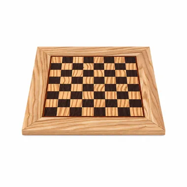 Skakbræt i oliventræ og Wengé 33x33cm set ovenfra - Le Palais Des Echecs