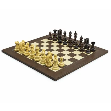 Skakspil Lemington Palisander 55 cm med hvide og sorte brikker - Le Palais Des Echecs