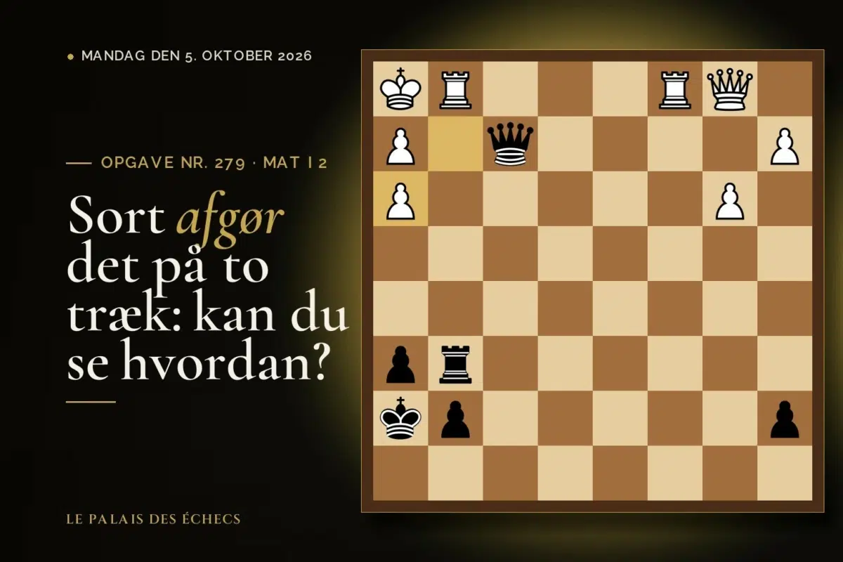 Stilling fra skakopgave nr. 279: Sort i trækket og sætter mat i 2